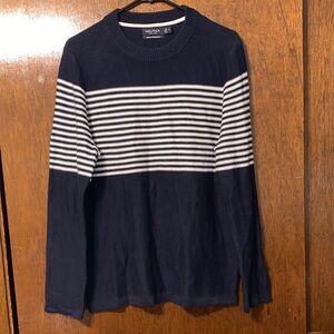 Nautica Dark Blue and White Striped Pullover